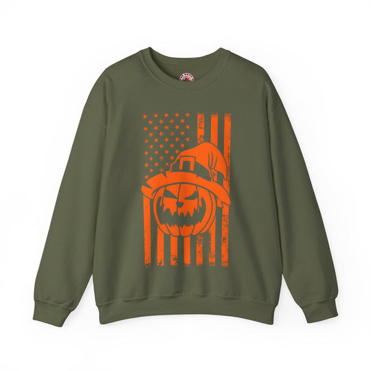 Pumpkin American Flag Crewneck Sweatshirt