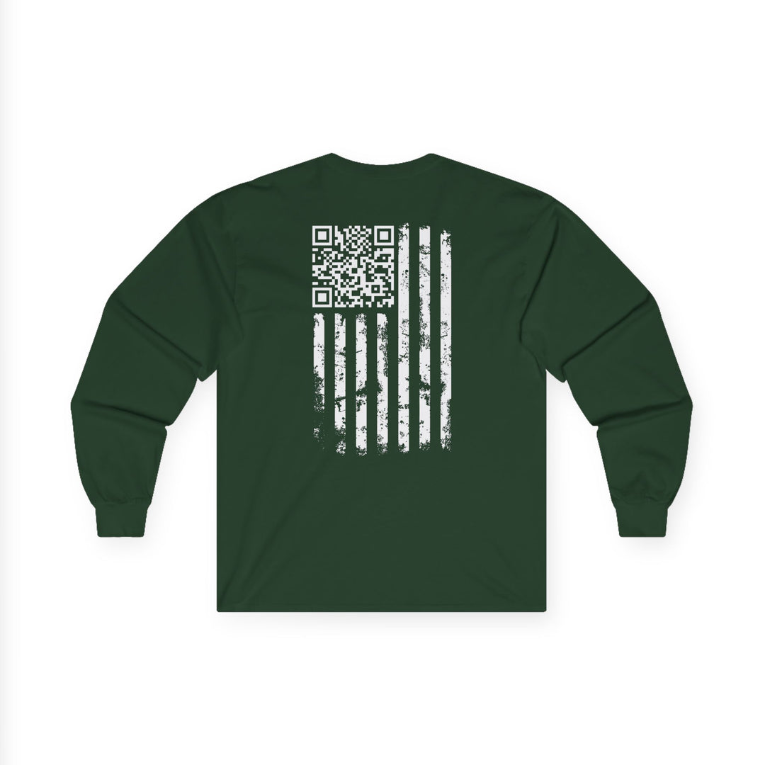 American Flag QR Code Long Sleeve Tee