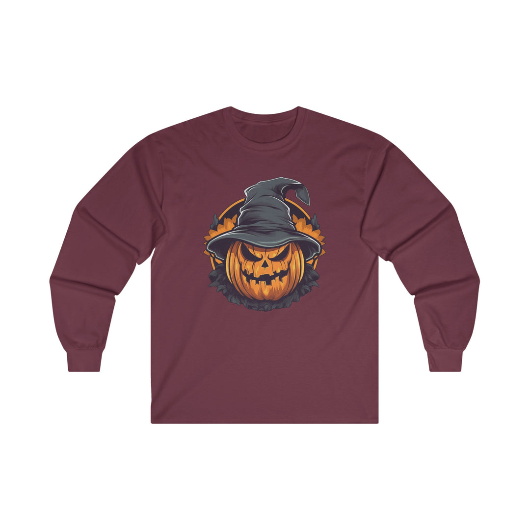 Scary Witch Pumpkin Halloween Long Sleeve Tee