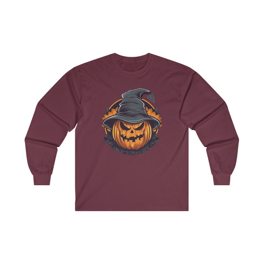 Scary Witch Pumpkin Halloween Long Sleeve Tee