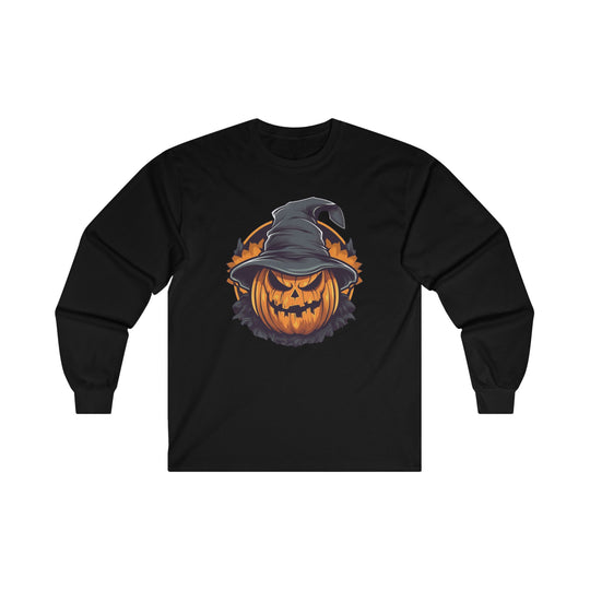 Scary Witch Pumpkin Halloween Long Sleeve Tee