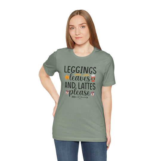 Leggings Leaves and Lattes Please T-Shirt