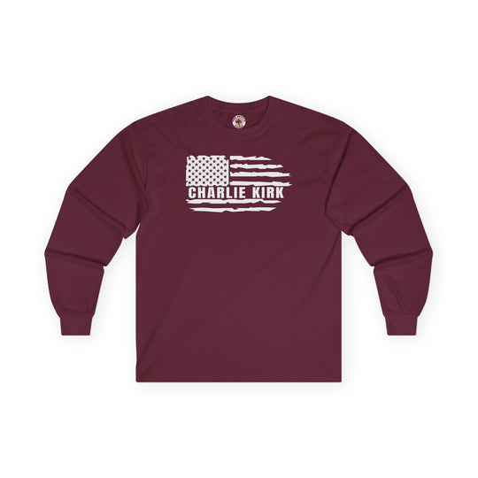 Charlie Kirk Flag Long Sleeve Tee