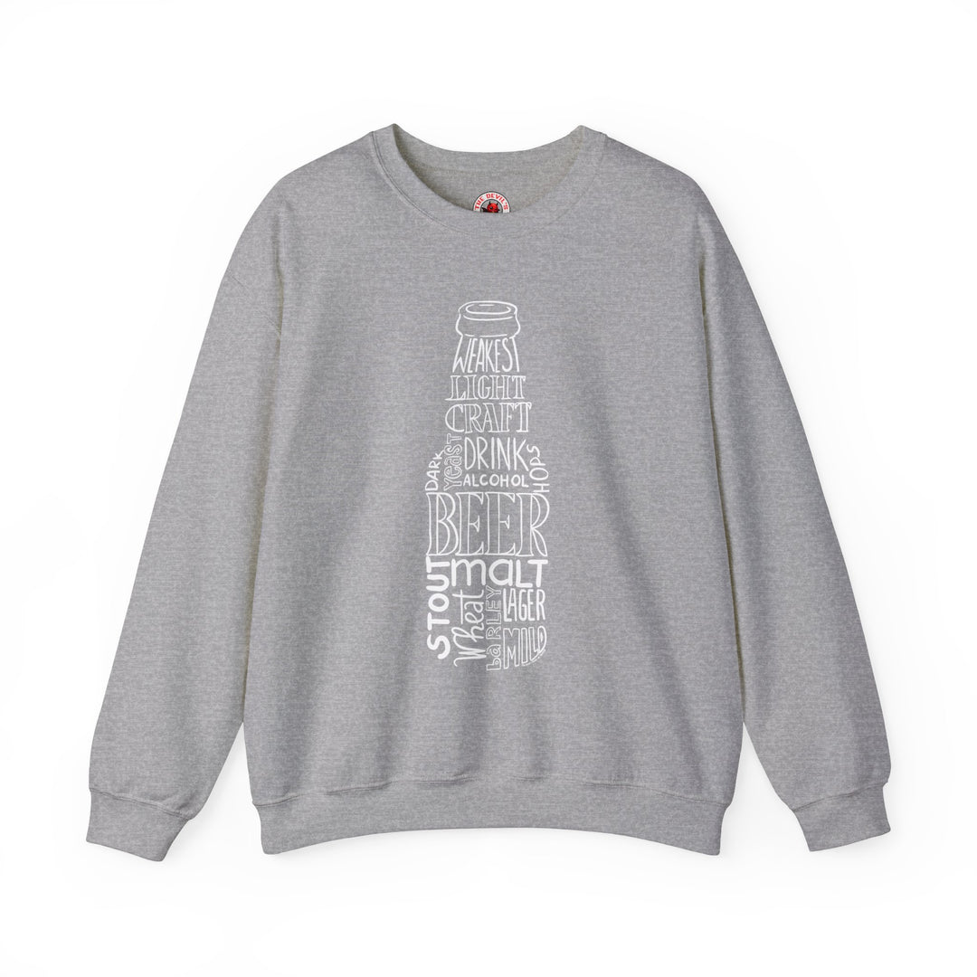 Beer Bottle of Words Crewneck Sweatshirt