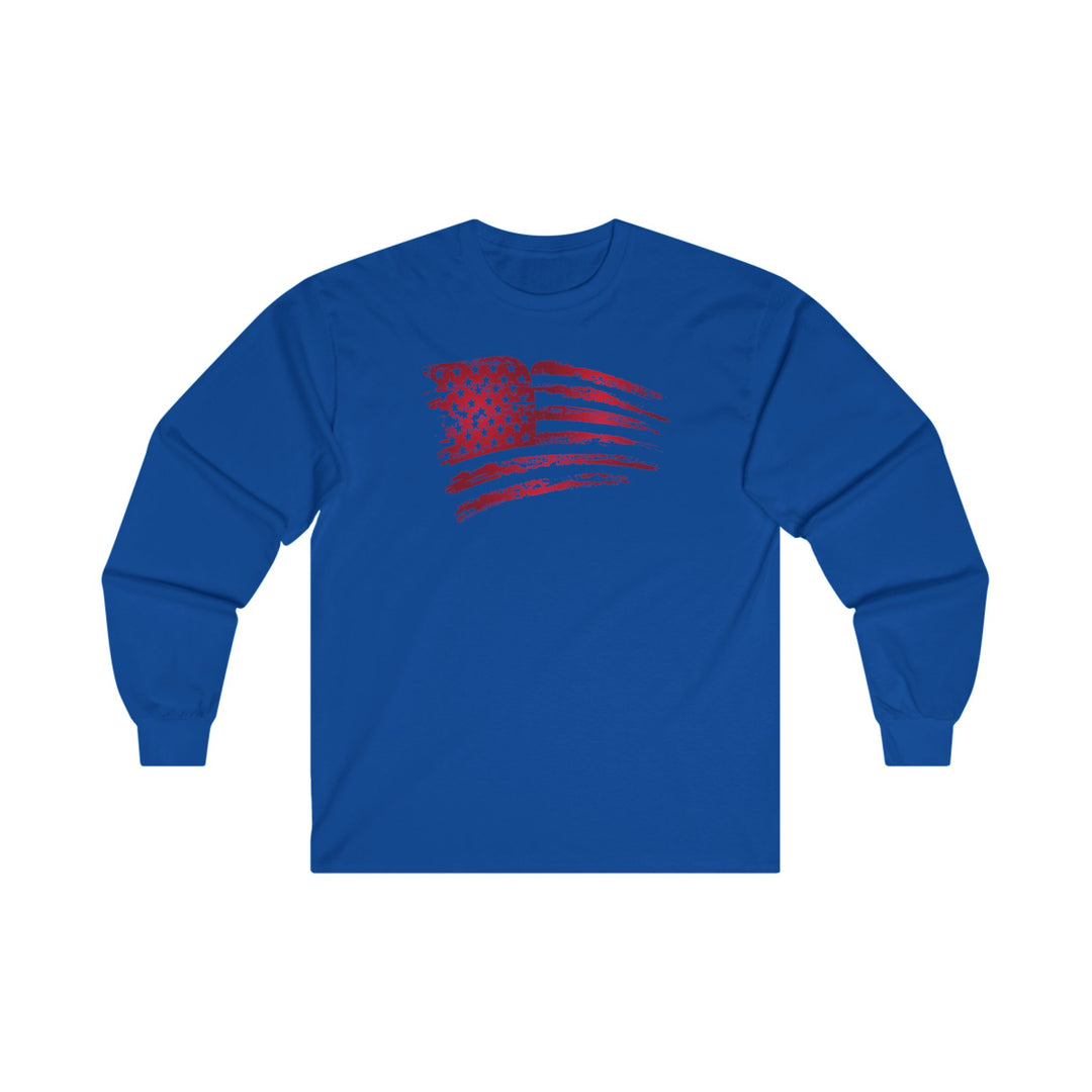 Red American Flag Long Sleeve Tee