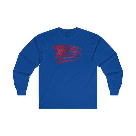 Red American Flag Long Sleeve Tee