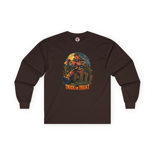 Axe Wielding Zombie Trick or Treat Long Sleeve Tee