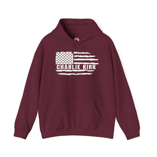 Charlie Kirk Flag Hooded Sweatshirt
