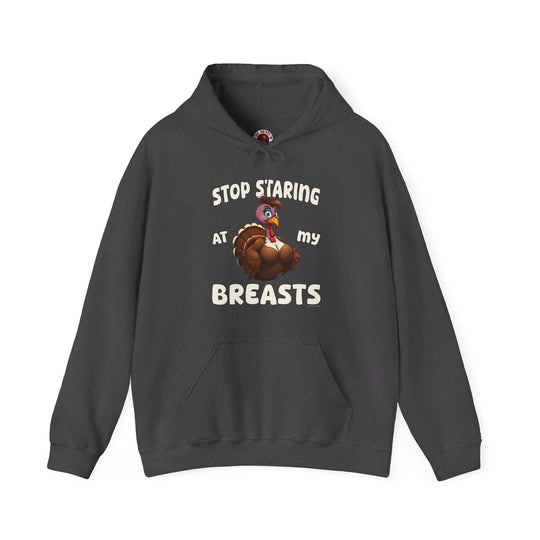 Stop Staring At My Breasts Hooded Sweatshirt