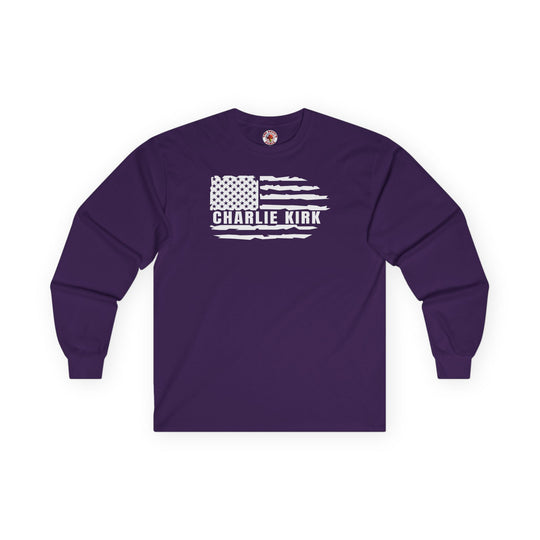 Charlie Kirk Flag Long Sleeve Tee