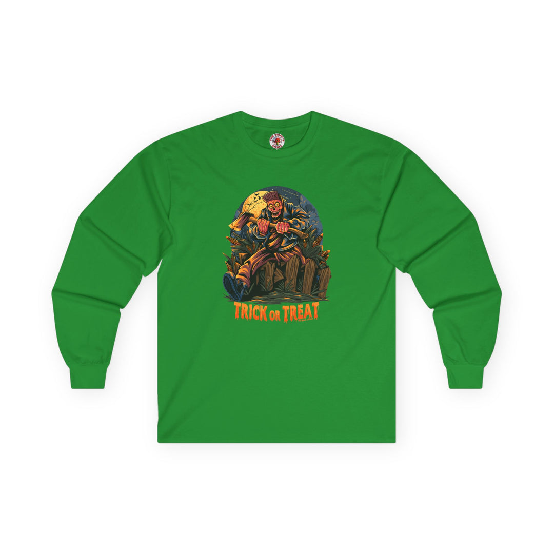 Axe Wielding Zombie Trick or Treat Long Sleeve Tee