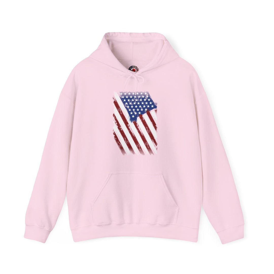 Distressed American Flag Hooded Sweatshirt