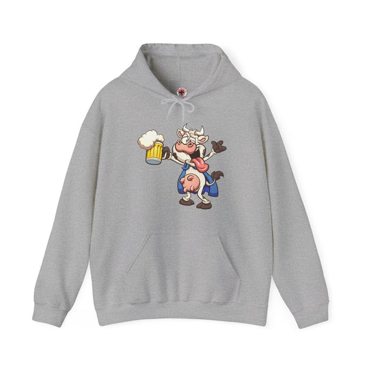 Beer Drinking Cow Hooded Sweatshirt