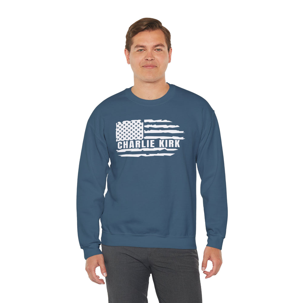 Charlie Kirk Flag Crewneck Sweatshirt