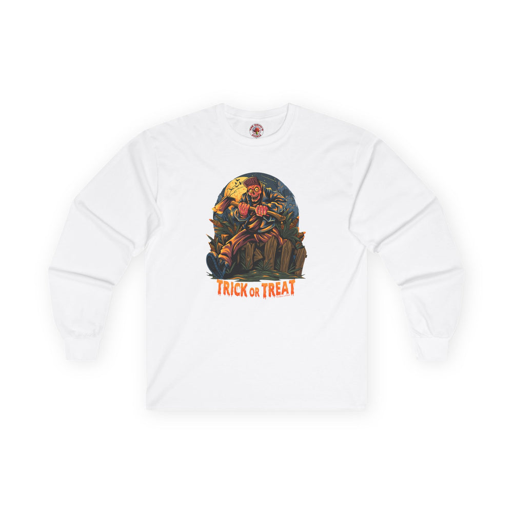 Axe Wielding Zombie Trick or Treat Long Sleeve Tee