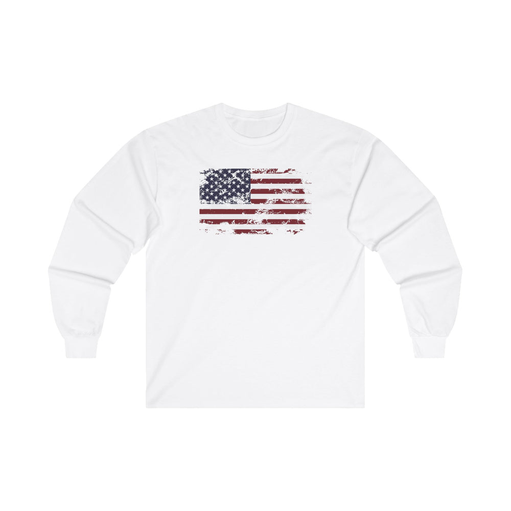 Vintage Style American Flag Long Sleeve Tee