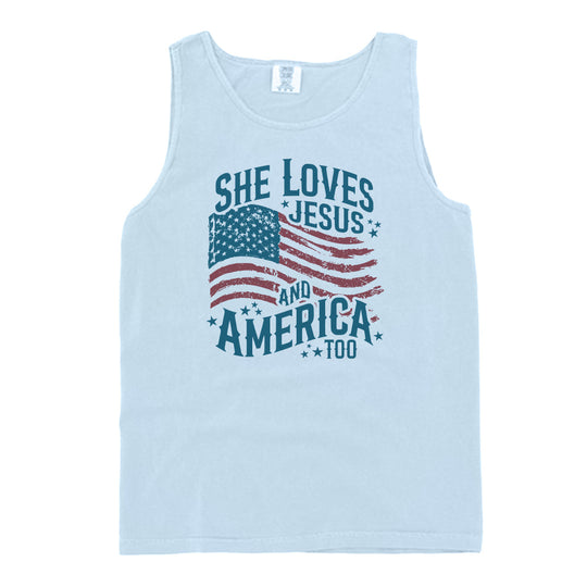 She Loves Jesus And America Too Shirts (front)