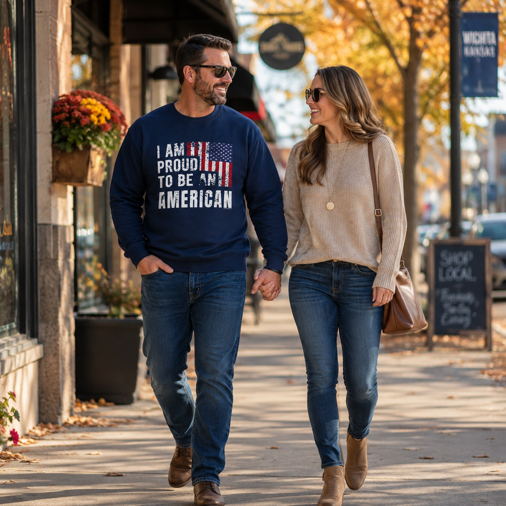 I Am Proud To Be An American Crewneck Sweatshirt
