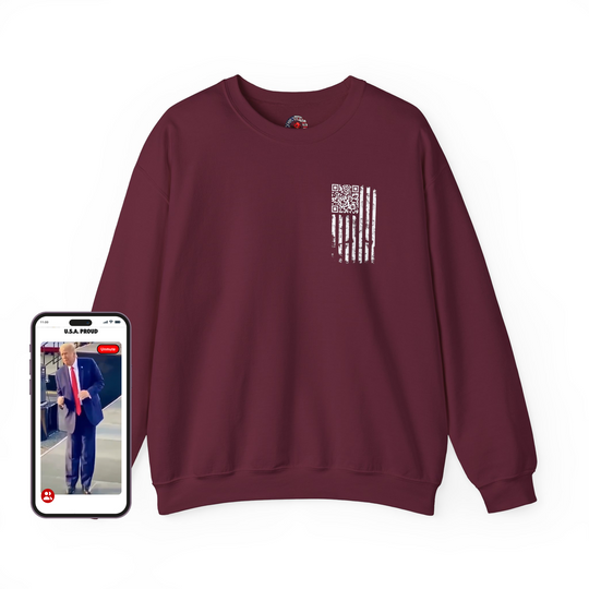 American Flag QR Code Crewneck Sweatshirt