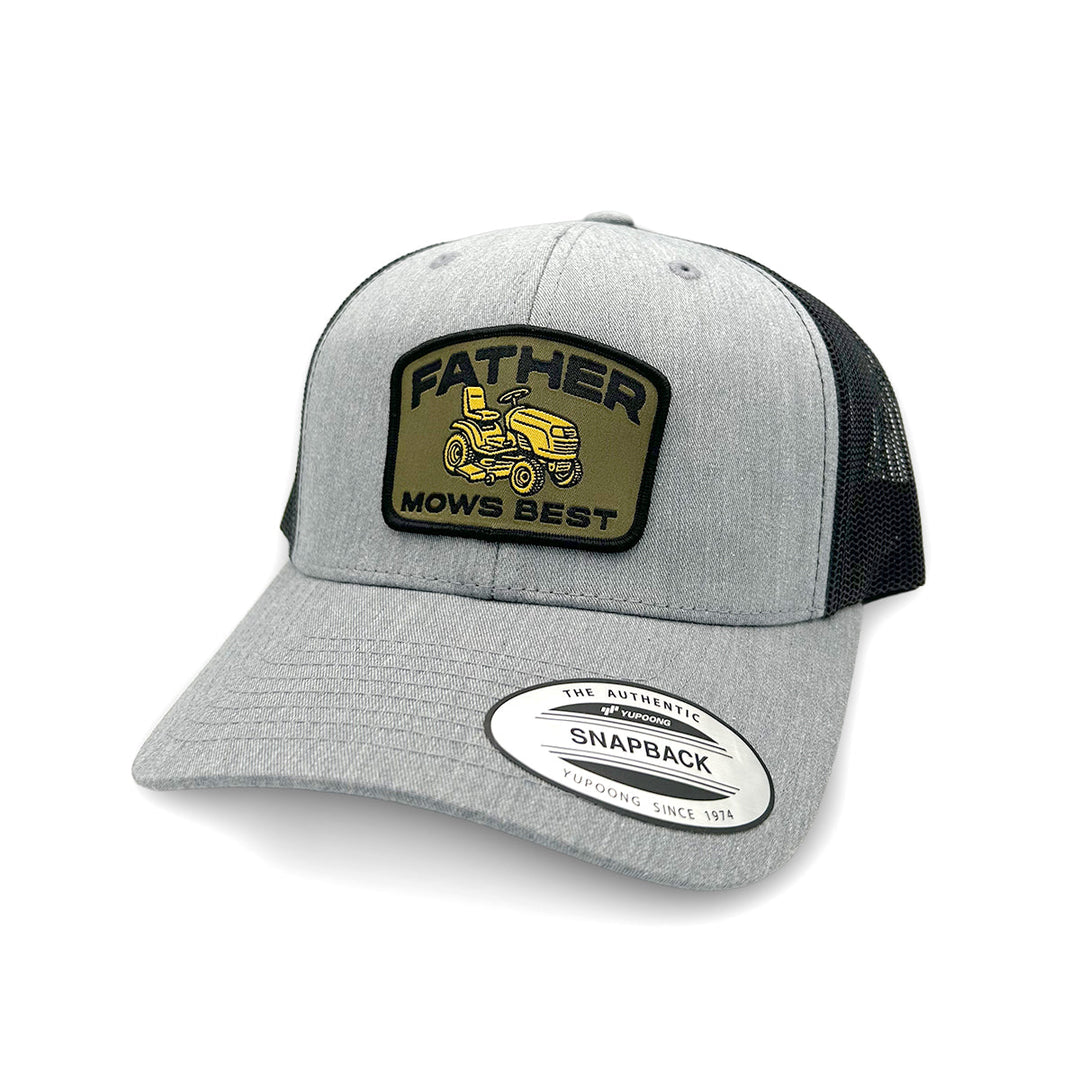 Father Mows Best Green Woven Patch Hat