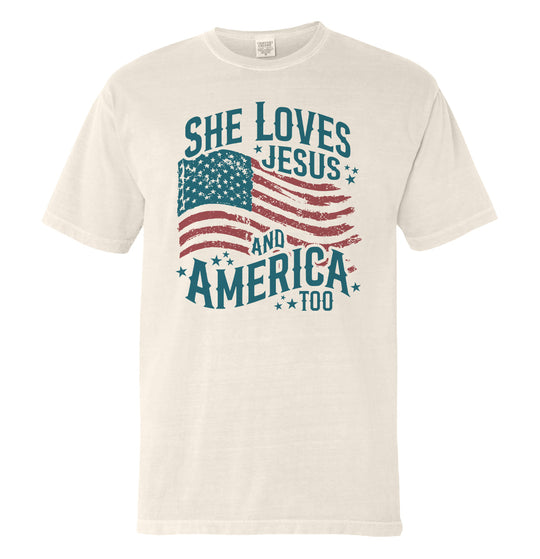 She Loves Jesus And America Too Shirts (front)