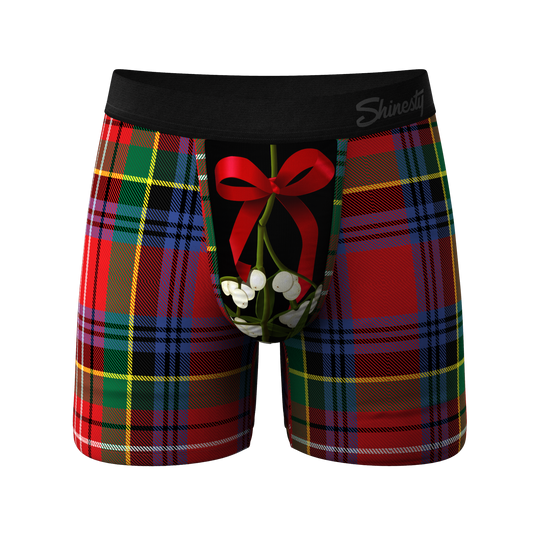 The Kiss Me There Mistletoe Plaid Christmas Ball Hammock® Pouch Underwear