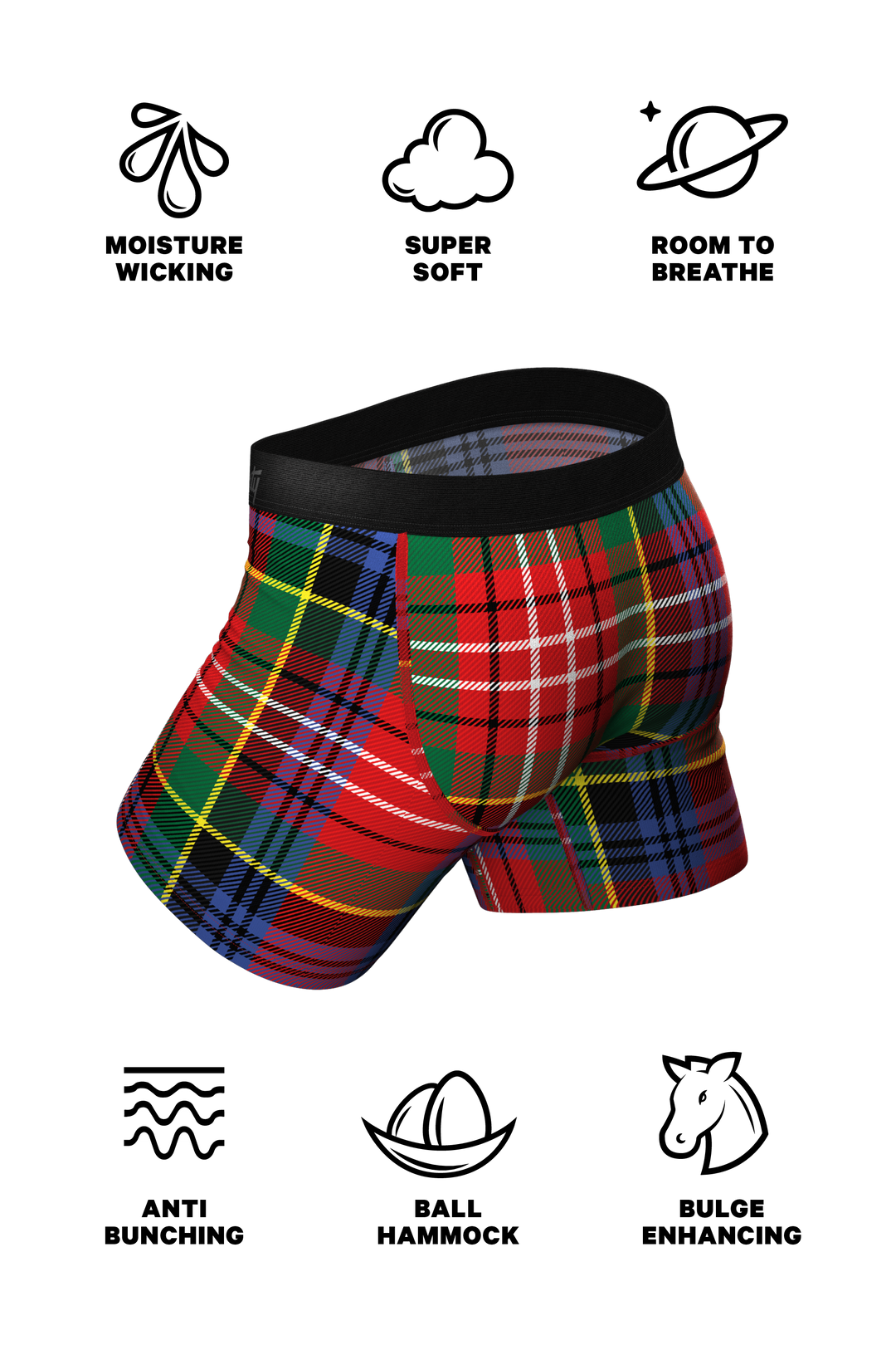 The Kiss Me There Mistletoe Plaid Christmas Ball Hammock® Pouch Underwear