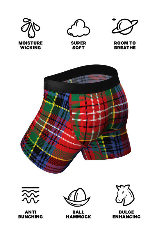 The Kiss Me There Mistletoe Plaid Christmas Ball Hammock® Pouch Underwear