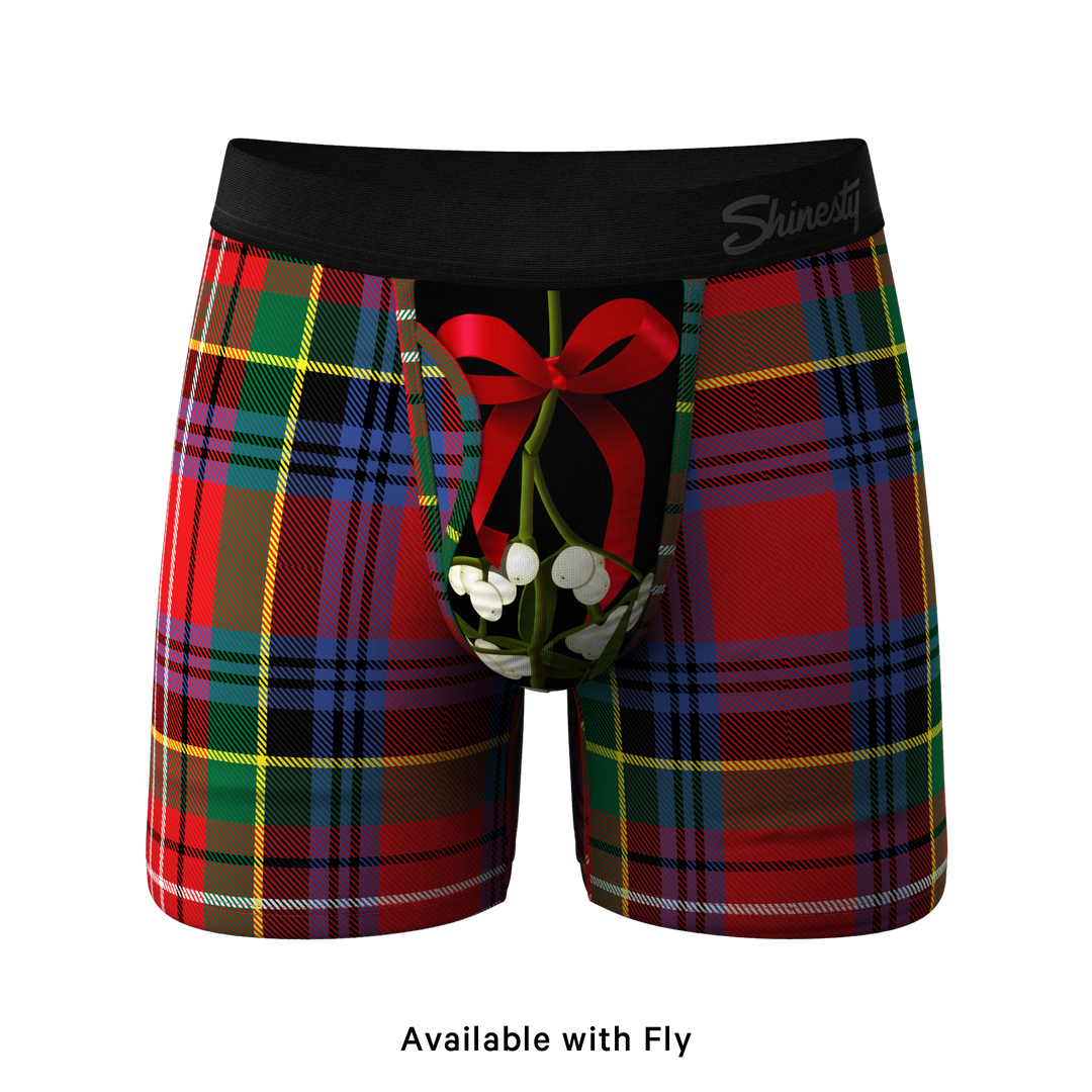 The Kiss Me There Mistletoe Plaid Christmas Ball Hammock® Pouch Underwear