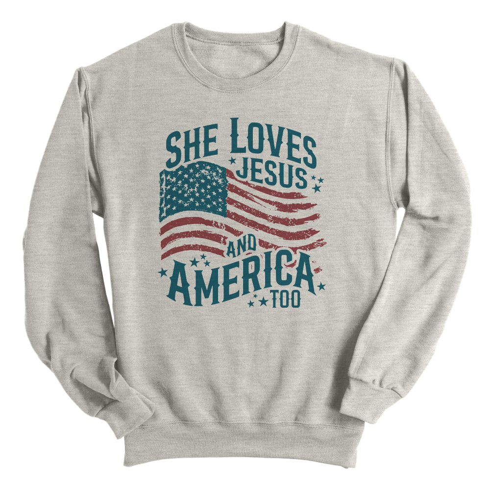 She Loves Jesus And America Too Shirts (front)