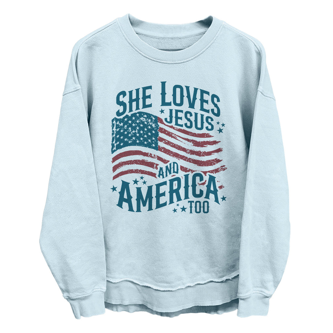 She Loves Jesus And America Too Shirts (front)