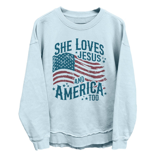 She Loves Jesus And America Too Shirts (front)