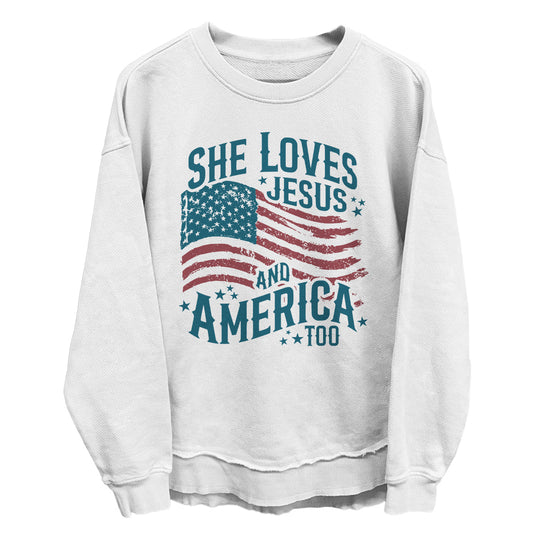 She Loves Jesus And America Too Shirts (front)
