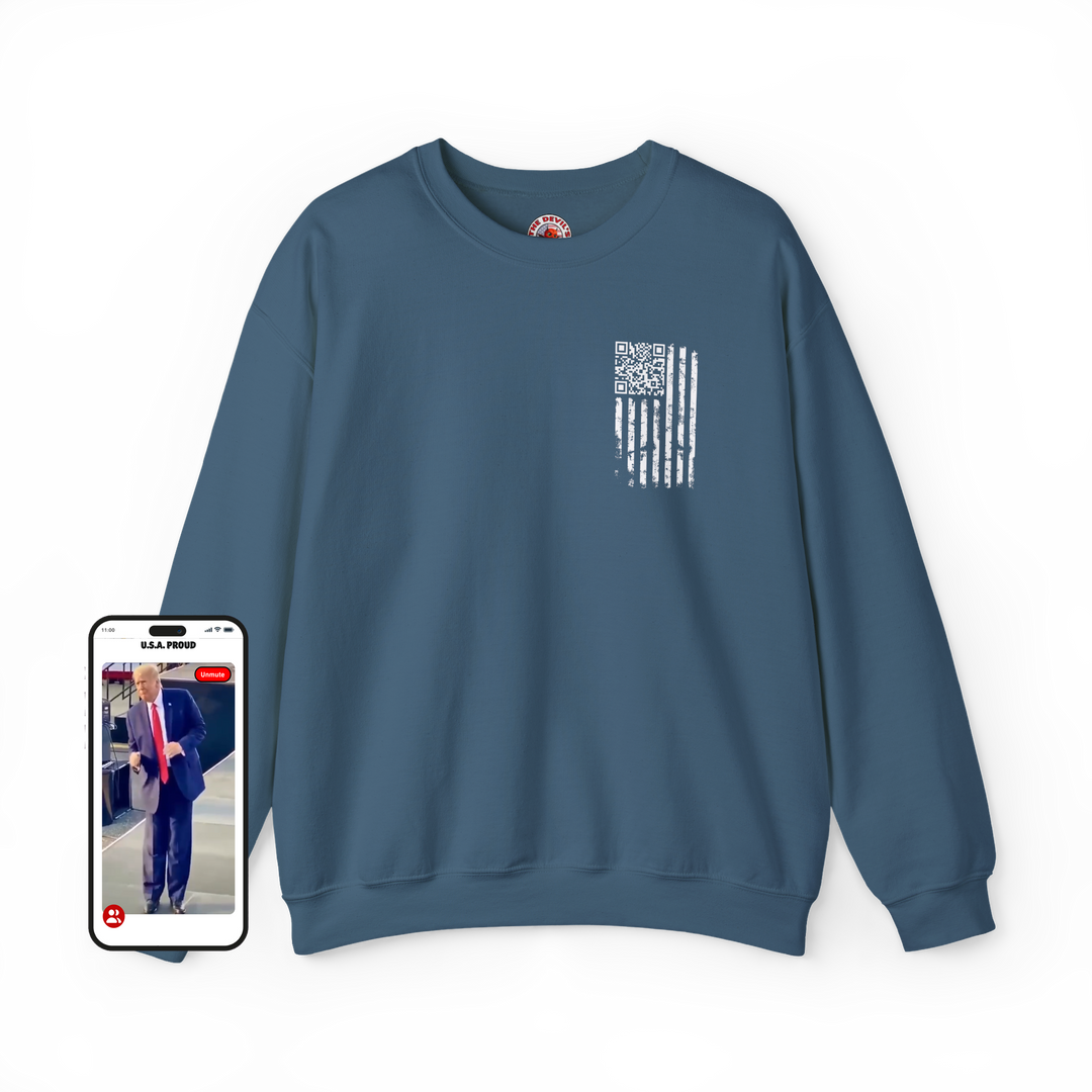 American Flag QR Code Crewneck Sweatshirt