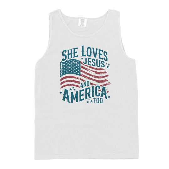 She Loves Jesus And America Too Shirts (front)