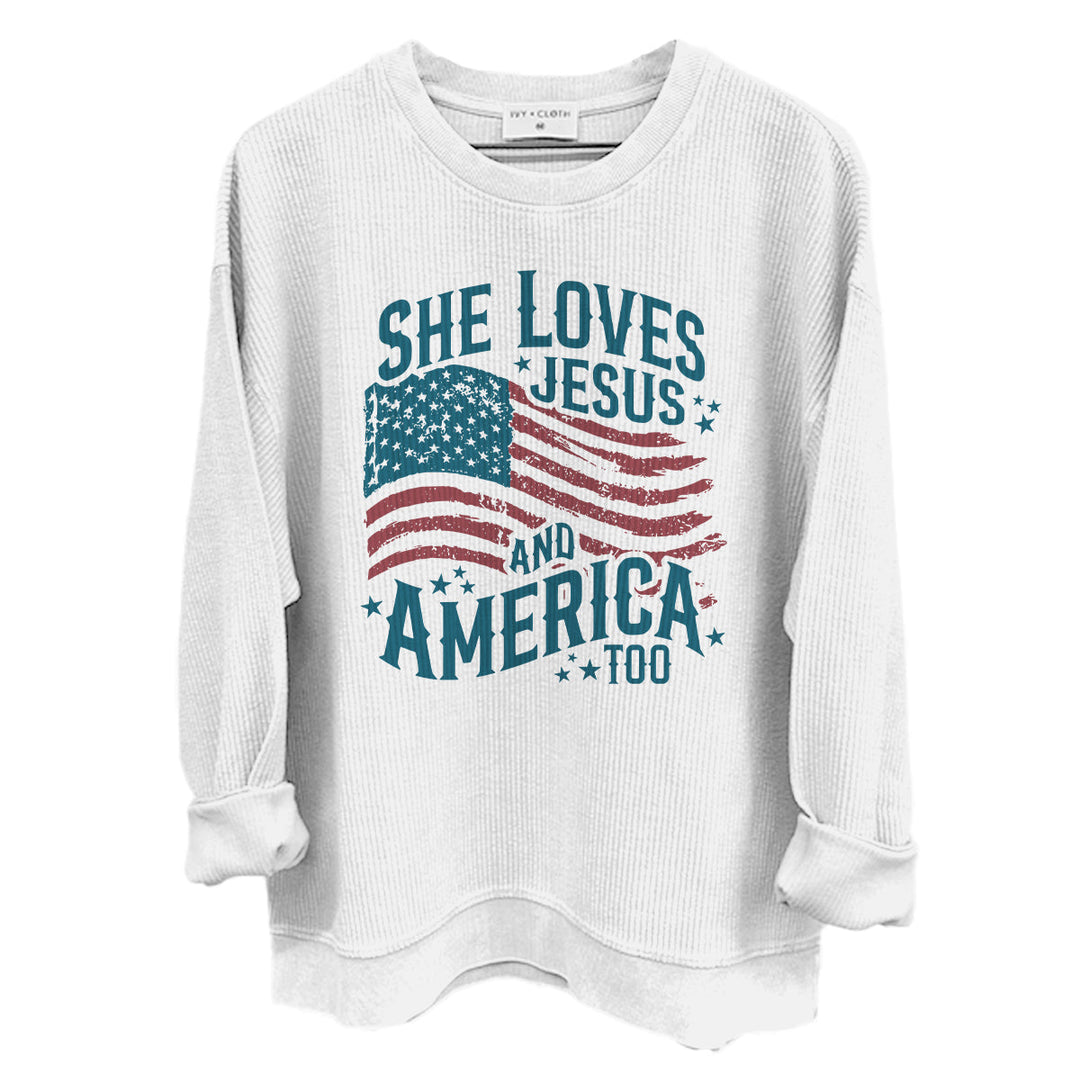 She Loves Jesus And America Too Shirts (front)